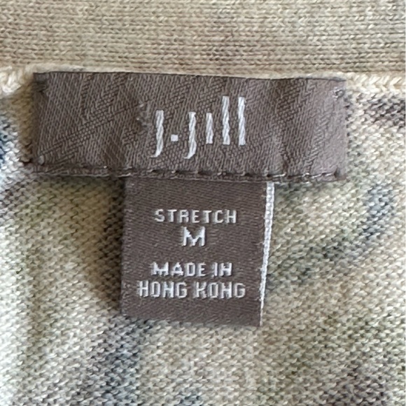 J. Jill | Cotton Blend Squared V-neck Paisley Print Lightweight Knit Sweater Top - Picture 3 of 6